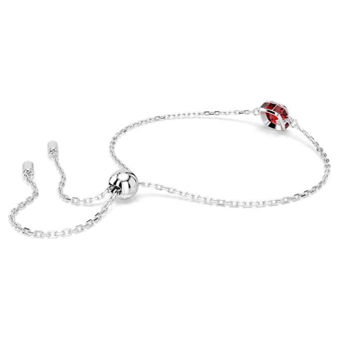 Geburtsstein-Armband mit quadratischem Schliff, Januar, rot, rhodiniert Geburtsstein-Armband mit quadratischem Schliff, Januar, rot, rhodiniert