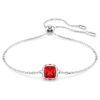 Geburtsstein-Armband mit quadratischem Schliff, Juli, rot, rhodiniert