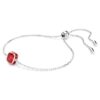 Geburtsstein-Armband mit quadratischem Schliff, Juli, rot, rhodiniert