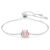 Geburtsstein-Armband mit quadratischem Schliff, Juni, Rosa, rhodiniert