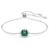 Geburtsstein-Armband mit quadratischem Schliff, Mai, grün, rhodiniert