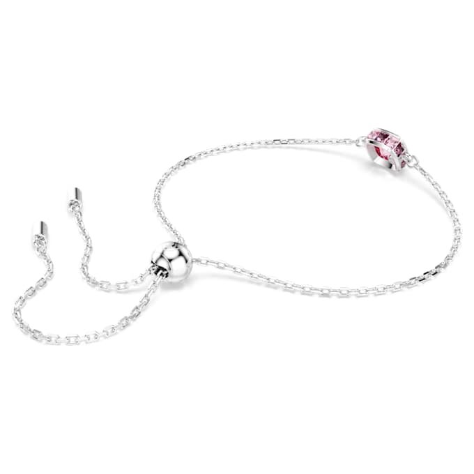 Geburtsstein-Armband mit quadratischem Schliff, Oktober, Rosa, rhodiniert Geburtsstein-Armband mit quadratischem Schliff, Oktober, Rosa, rhodiniert