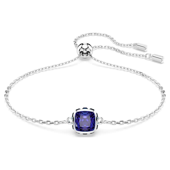 Geburtsstein-Armband mit quadratischem Schliff, September, Blau, rhodiniert Geburtsstein-Armband mit quadratischem Schliff, September, Blau, rhodiniert