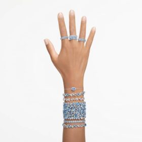 Gema-Armband mit gemischten Schliffen, blau, rhodiniert