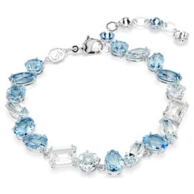 Gema-Armband mit gemischten Schliffen, blau, rhodiniert