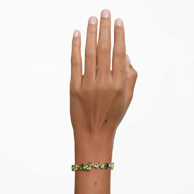 Gema-Armband mit gemischten Schliffen, grün, vergoldet Gema-Armband mit gemischten Schliffen, grün, vergoldet