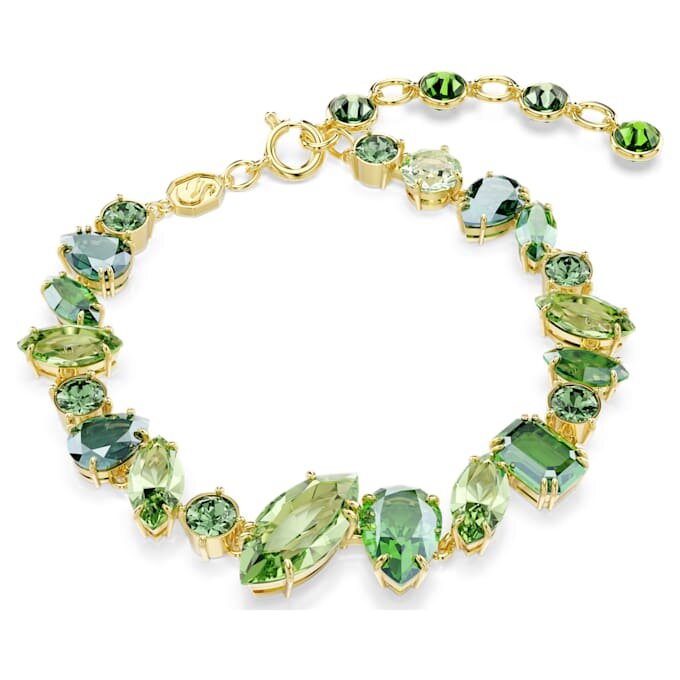 Gema-Armband mit gemischten Schliffen, grün, vergoldet Gema-Armband mit gemischten Schliffen, grün, vergoldet
