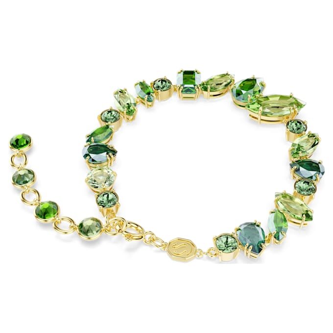 Gema-Armband mit gemischten Schliffen, grün, vergoldet Gema-Armband mit gemischten Schliffen, grün, vergoldet