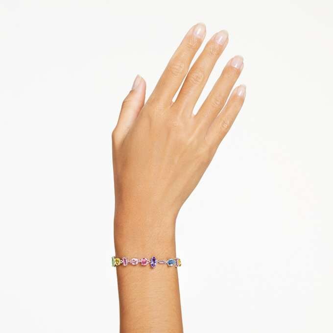 Gema-Armband mit gemischten Schliffen, mehrfarbig, rhodiniert Gema-Armband mit gemischten Schliffen, mehrfarbig, rhodiniert