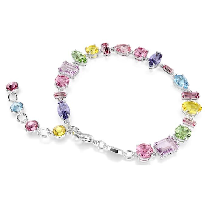 Gema-Armband mit gemischten Schliffen, mehrfarbig, rhodiniert Gema-Armband mit gemischten Schliffen, mehrfarbig, rhodiniert