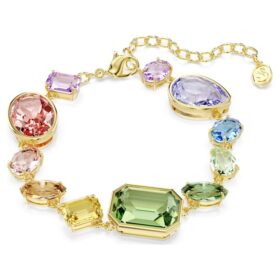 Gema-Armband mit gemischten Schliffformen, mehrfarbig, vergoldet