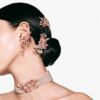 Gema Haarspange Kristallperle, verschiedene Schliffe, Blume, Rosa, goldfarben plattiert