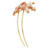 Gema Haarspange Kristallperle, verschiedene Schliffe, Blume, Rosa, goldfarben plattiert