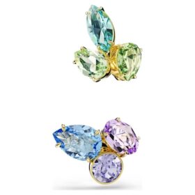 Gema Ohrklemmen – asymmetrisches Design, gemischte Schliffe, mehrfarbig, goldfarben plattiert