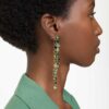 Gema-Ohrringe im asymmetrischen Design, gemischte Schliffe, extra lang, grün, vergoldet