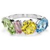 Gema-Ring mit gemischten Schliffen, mehrfarbig, rhodiniert Gema-Ring mit gemischten Schliffen, mehrfarbig, rhodiniert