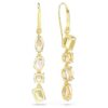 Gema-Tropfenohrringe, asymmetrisches Design, gemischte Schliffe, rosa, goldfarben plattiert
