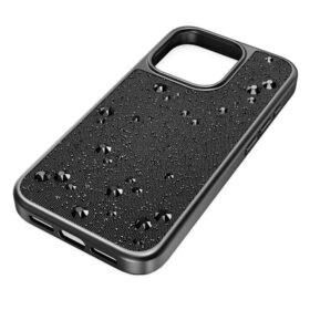 High Smartphone-Hülle mit flachen Kristallen auf der Rückseite, iPhone® 15 Pro, Schwarz