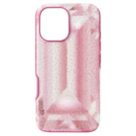 High Smartphone-Hülle mit Kristall-Print-Motiv, iPhone® 16, Rosa