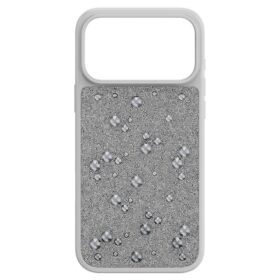 Hochwertige Smartphone-Hülle mit flachen Kristallen, iPhone® 17 Pro Max, silberfarben