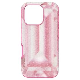 Hochwertige Smartphone-Hülle mit Kristall-Print-Motiv, iPhone® 16 Pro, Rosa