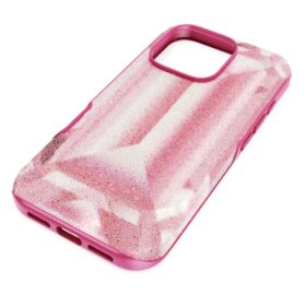 Hochwertige Smartphone-Hülle mit Kristall-Print-Motiv, iPhone® 16 Pro, Rosa