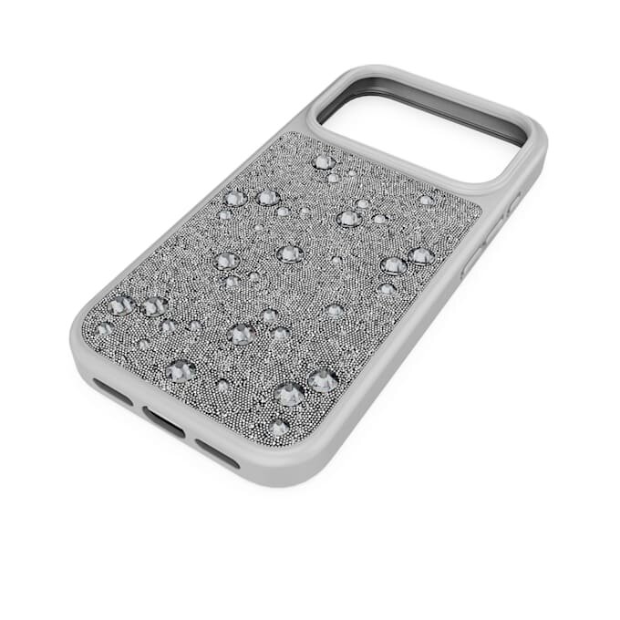 Hohe Smartphone-Hülle mit flachen Kristallen, iPhone® 17 Pro, silberfarben Hohe Smartphone-Hülle mit flachen Kristallen, iPhone® 17 Pro, silberfarben
