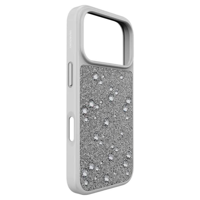 Hohe Smartphone-Hülle mit flachen Kristallen, iPhone® 17 Pro, silberfarben Hohe Smartphone-Hülle mit flachen Kristallen, iPhone® 17 Pro, silberfarben