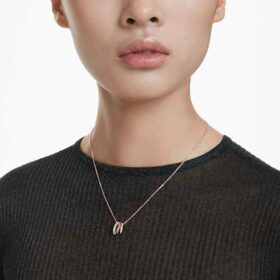 Hyperbola-Anhänger mit gemischten Schliffen, weiß, rosévergoldet