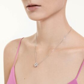 Hyperbola-Anhänger mit rundem Schliff, weiß, rhodiniert