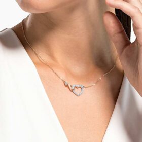 Hyperbola-Halskette „Infinity and Heart“, weiß, Metallmix-Finish