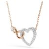 Hyperbola-Halskette „Infinity and Heart“, weiß, Metallmix-Finish