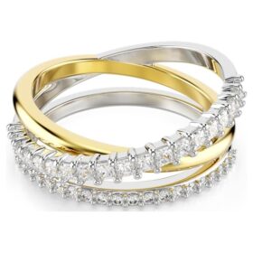 Hyperbola-Ring mit gemischten Schliffen, weiß, gemischte Metalloberfläche