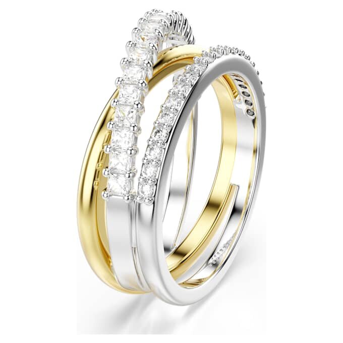 Hyperbola-Ring mit gemischten Schliffen, weiß, gemischte Metalloberfläche Hyperbola-Ring mit gemischten Schliffen, weiß, gemischte Metalloberfläche