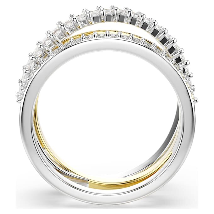 Hyperbola-Ring mit gemischten Schliffen, weiß, gemischte Metalloberfläche Hyperbola-Ring mit gemischten Schliffen, weiß, gemischte Metalloberfläche