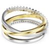 Hyperbola-Ring mit gemischten Schliffen, weiß, gemischte Metalloberfläche Hyperbola-Ring mit gemischten Schliffen, weiß, gemischte Metalloberfläche