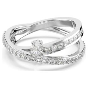 Hyperbola-Ring mit gemischten Schliffen, weiß, rhodiniert Hyperbola-Ring mit gemischten Schliffen, weiß, rhodiniert