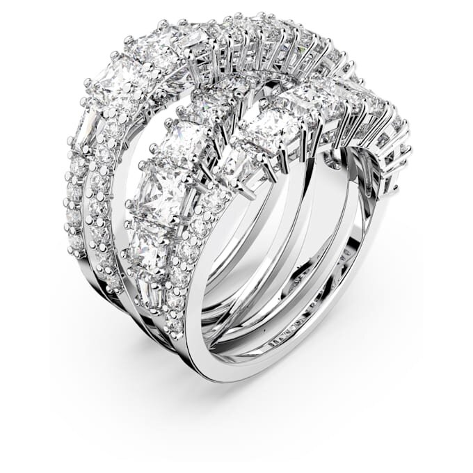 Hyperbola-Ring mit gemischten Schliffen, weiß, rhodiniert Hyperbola-Ring mit gemischten Schliffen, weiß, rhodiniert