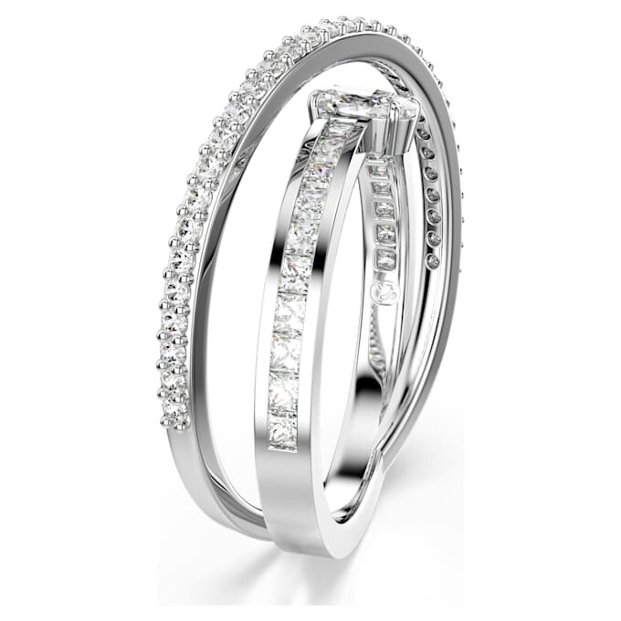 Hyperbola-Ring mit gemischten Schliffen, weiß, rhodiniert Hyperbola-Ring mit gemischten Schliffen, weiß, rhodiniert