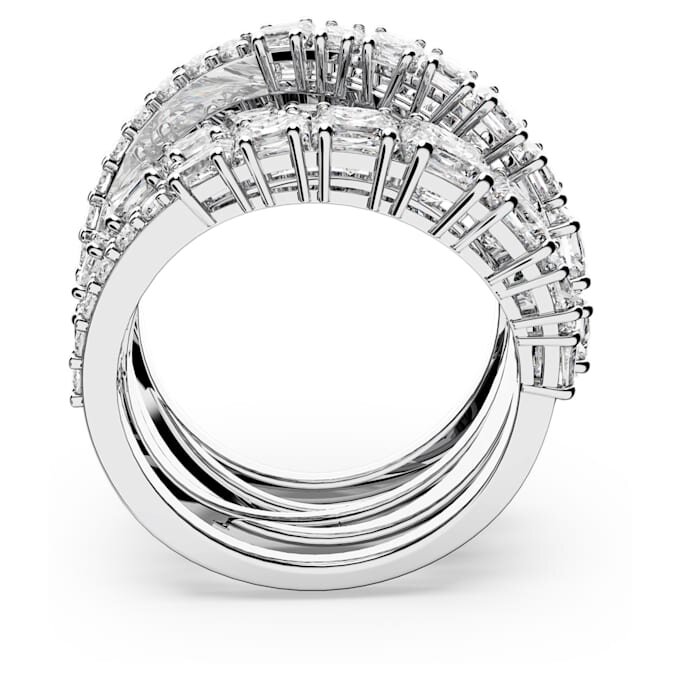Hyperbola-Ring mit gemischten Schliffen, weiß, rhodiniert Hyperbola-Ring mit gemischten Schliffen, weiß, rhodiniert