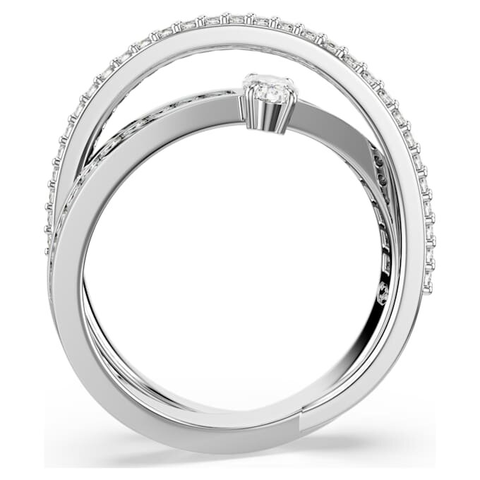 Hyperbola-Ring mit gemischten Schliffen, weiß, rhodiniert Hyperbola-Ring mit gemischten Schliffen, weiß, rhodiniert