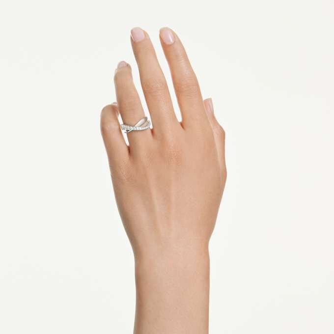 Hyperbola-Ring mit gemischten Schliffen, weiß, silberfarben Hyperbola-Ring mit gemischten Schliffen, weiß, silberfarben