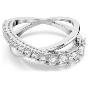 Hyperbola-Ring mit gemischten Schliffen, weiß, silberfarben