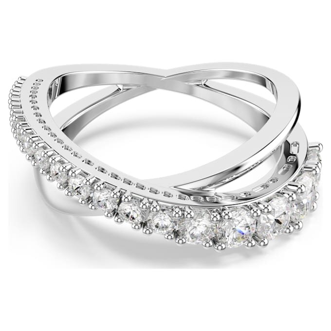 Hyperbola-Ring mit gemischten Schliffen, weiß, silberfarben Hyperbola-Ring mit gemischten Schliffen, weiß, silberfarben