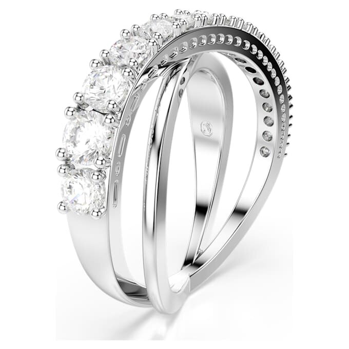 Hyperbola-Ring mit gemischten Schliffen, weiß, silberfarben Hyperbola-Ring mit gemischten Schliffen, weiß, silberfarben