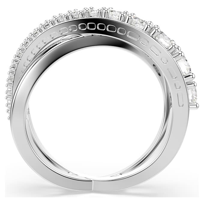 Hyperbola-Ring mit gemischten Schliffen, weiß, silberfarben Hyperbola-Ring mit gemischten Schliffen, weiß, silberfarben