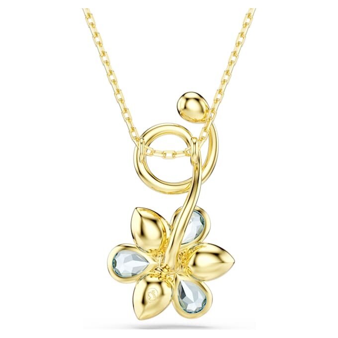 Idyllia-Anhänger mit gemischten Schliffen, Blume, blau, goldfarben plattiert Idyllia-Anhänger mit gemischten Schliffen, Blume, blau, goldfarben plattiert