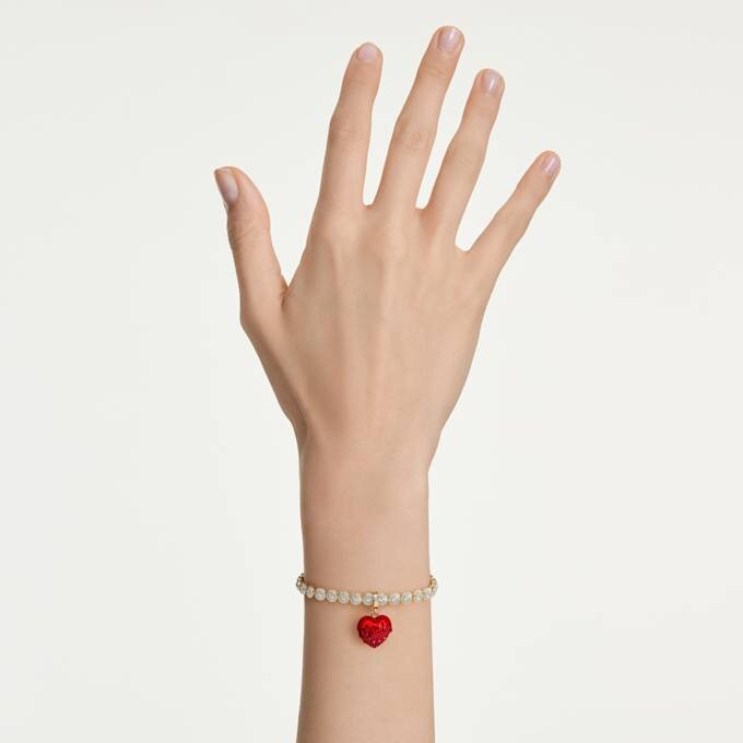 Idyllia-Anhänger, Rundschliff, Herz, rot, vergoldet Idyllia-Anhänger, Rundschliff, Herz, rot, vergoldet