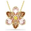 Idyllia-Anhänger und -Brosche mit gemischten Schliffen, Blume, mehrfarbig, goldfarben plattiert Idyllia-Anhänger und -Brosche mit gemischten Schliffen, Blume, mehrfarbig, goldfarben plattiert