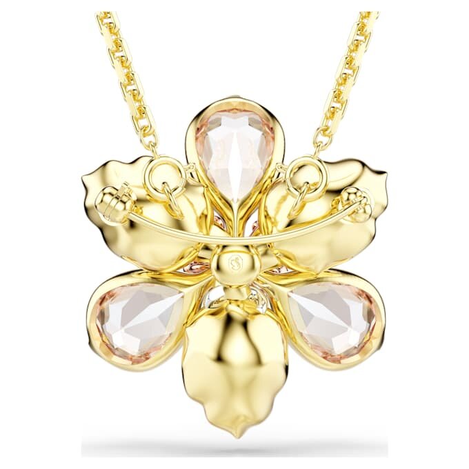 Idyllia-Anhänger und -Brosche mit gemischten Schliffen, Blume, mehrfarbig, goldfarben plattiert Idyllia-Anhänger und -Brosche mit gemischten Schliffen, Blume, mehrfarbig, goldfarben plattiert
